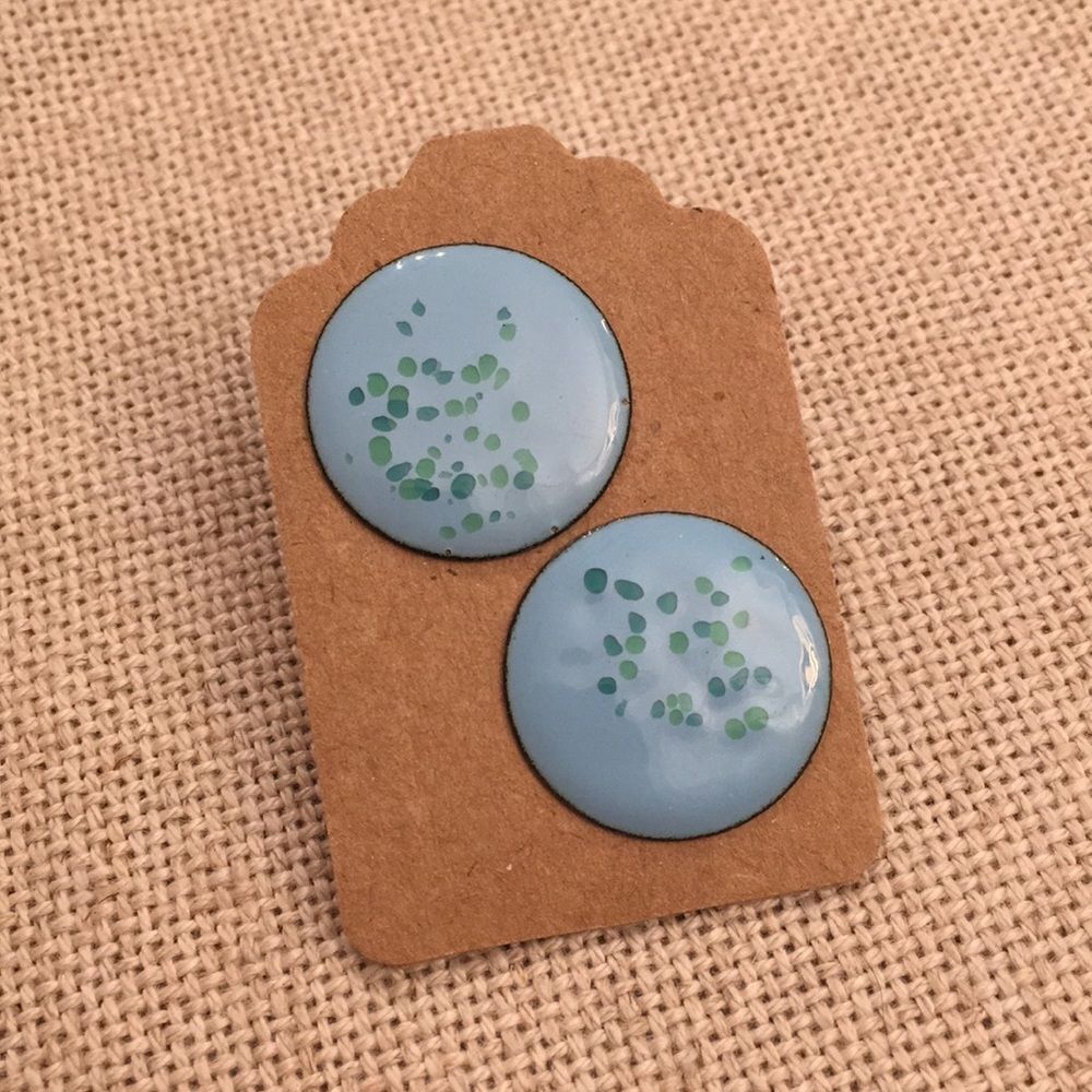 Vintage Blue Enamel Earrings